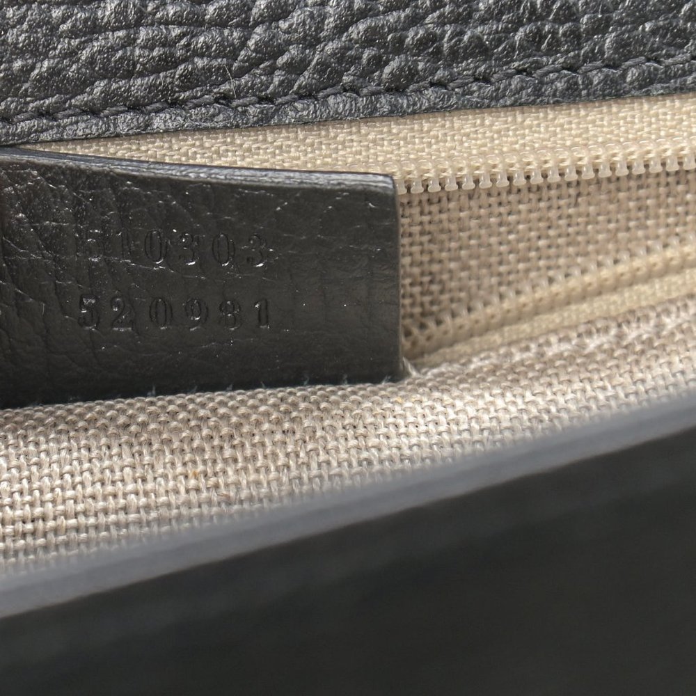 Gucci Dollar Calfskin Interlocking G Shoulder Bag Medium, Black EUC - Picture 3 of 5